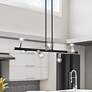 1_8 Light Black Large Chandelier with Brushed Nickel Accents
