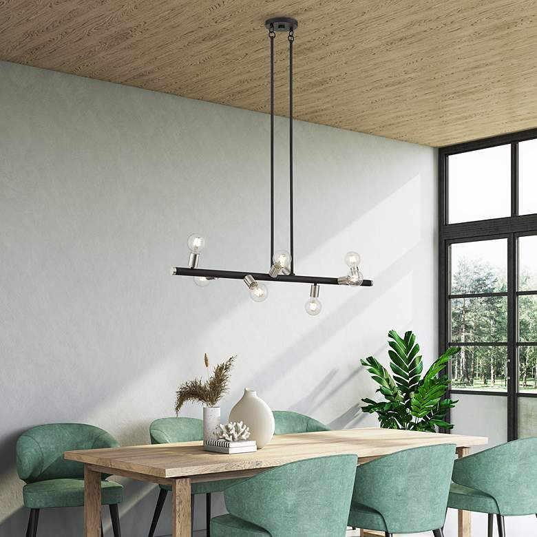 Image 3 8 Light Black Large Chandelier with Brushed Nickel Accents more views