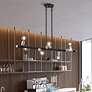 8 Light Black Large Chandelier with Brushed Nickel Accents
