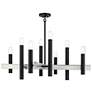 2_8 Light Black Large Chandelier with Brushed Nickel Accents