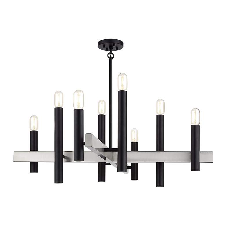 Image 3 8 Light Black Large Chandelier with Brushed Nickel Accents more views