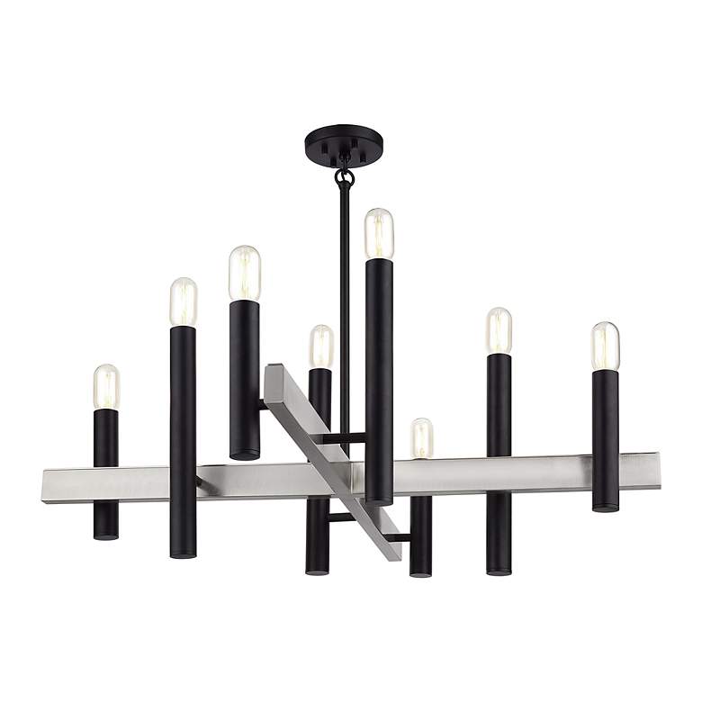 Image 4 8 Light Black Large Chandelier with Brushed Nickel Accents more views