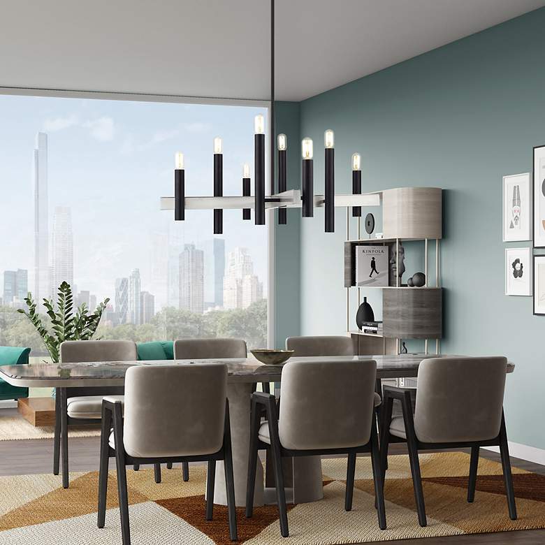 Image 7 8 Light Black Large Chandelier with Brushed Nickel Accents more views