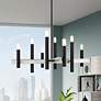 8 Light Black Large Chandelier with Brushed Nickel Accents