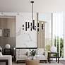 8 Light Black Large Chandelier with Brushed Nickel Accents