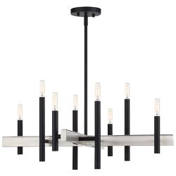 8 Light Black Medium Chandelier with Brushed Nickel Accents