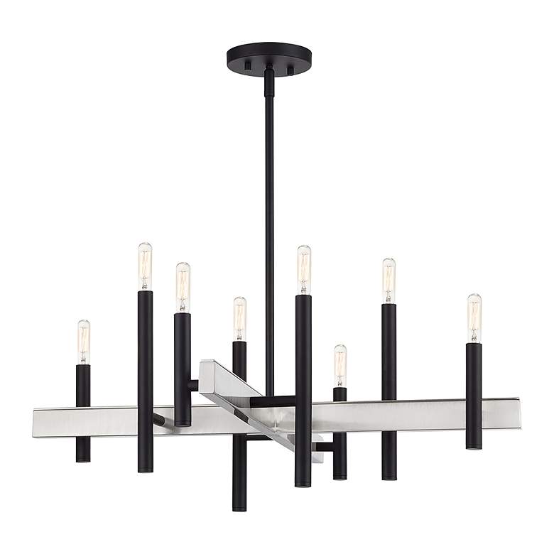 Image 3 8 Light Black Medium Chandelier with Brushed Nickel Accents more views