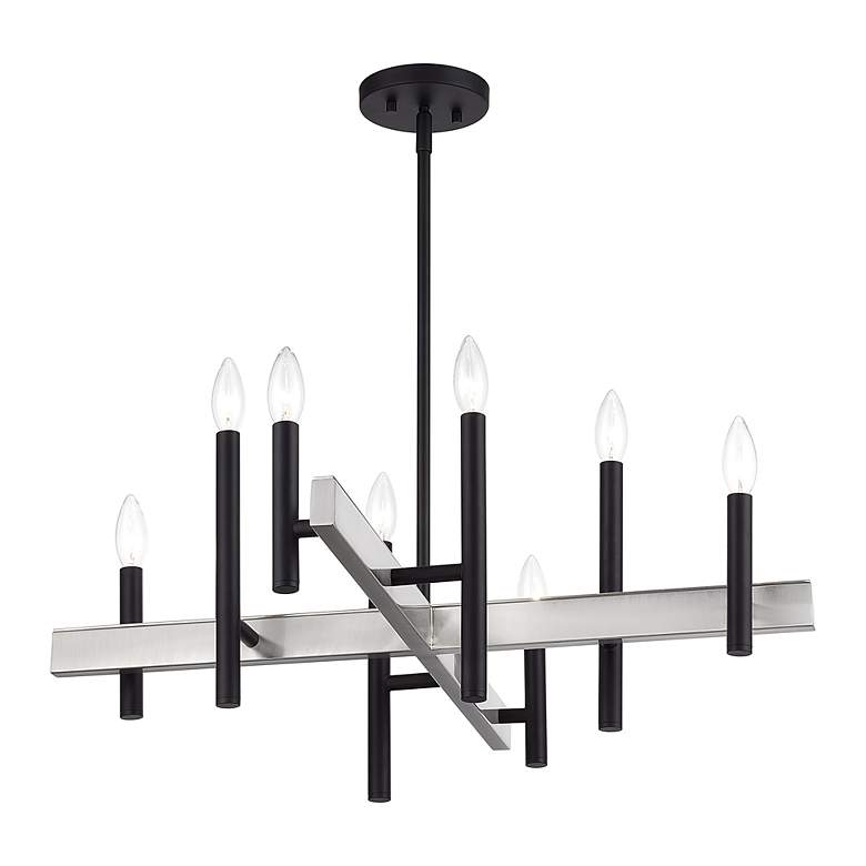 Image 4 8 Light Black Medium Chandelier with Brushed Nickel Accents more views