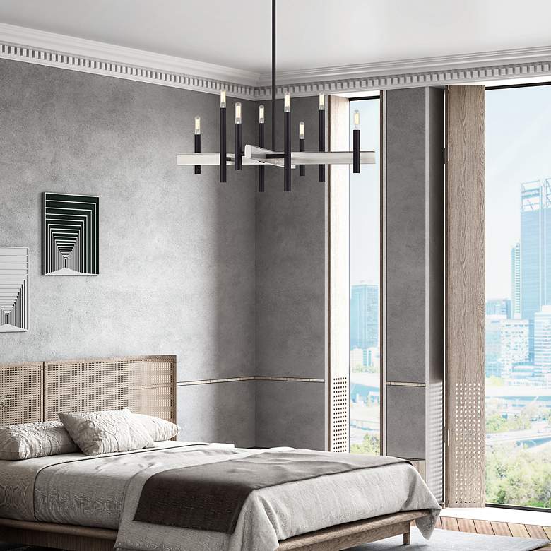 Image 7 8 Light Black Medium Chandelier with Brushed Nickel Accents more views