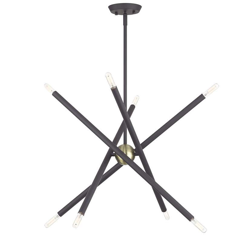 Image 1 8 Light Bronze Chandelier with Antique Brass Finish Accents