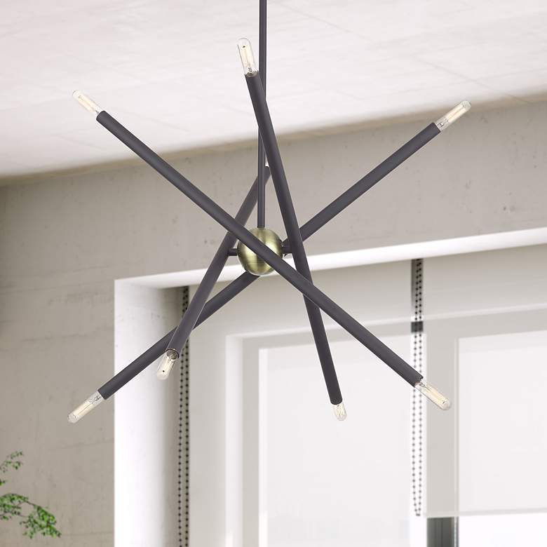 Image 1 8 Light Bronze Chandelier with Antique Brass Finish Accents