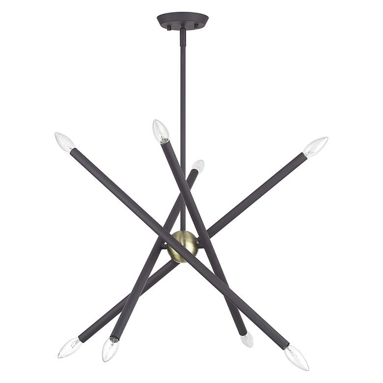 Image 3 8 Light Bronze Chandelier with Antique Brass Finish Accents more views