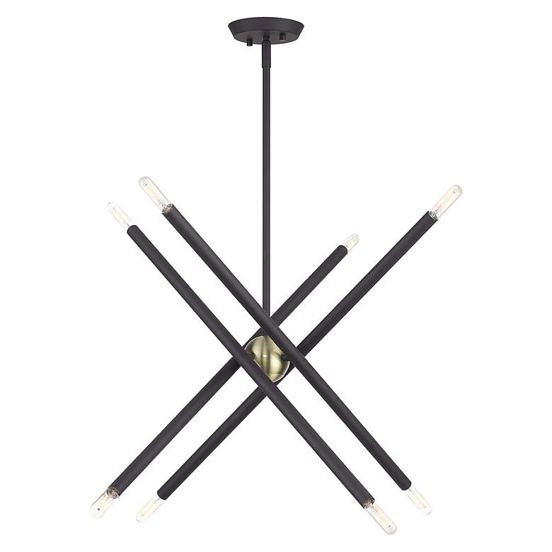 Image 4 8 Light Bronze Chandelier with Antique Brass Finish Accents more views