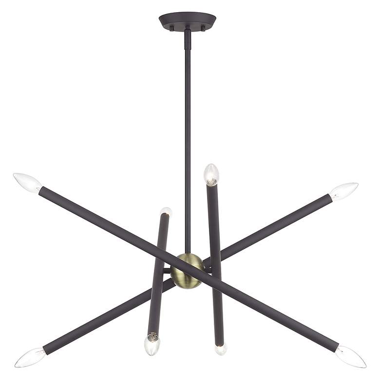 Image 5 8 Light Bronze Chandelier with Antique Brass Finish Accents more views