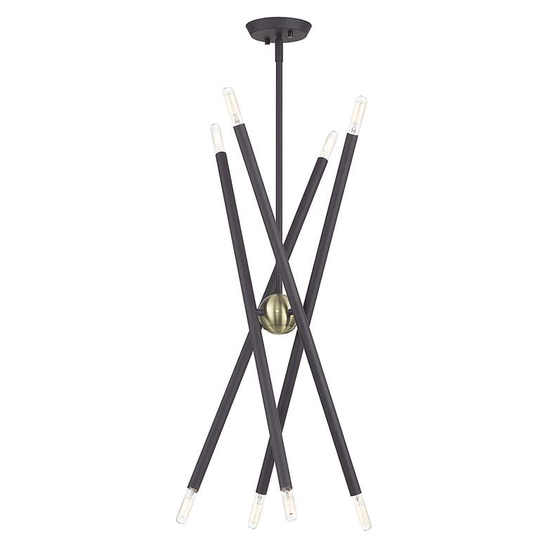 Image 6 8 Light Bronze Chandelier with Antique Brass Finish Accents more views