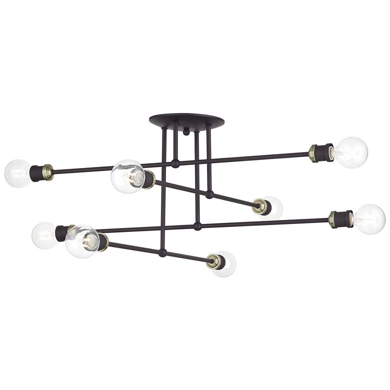 Image 1 8 Light Bronze Extra Large Semi-Flush with Antique Brass Accents
