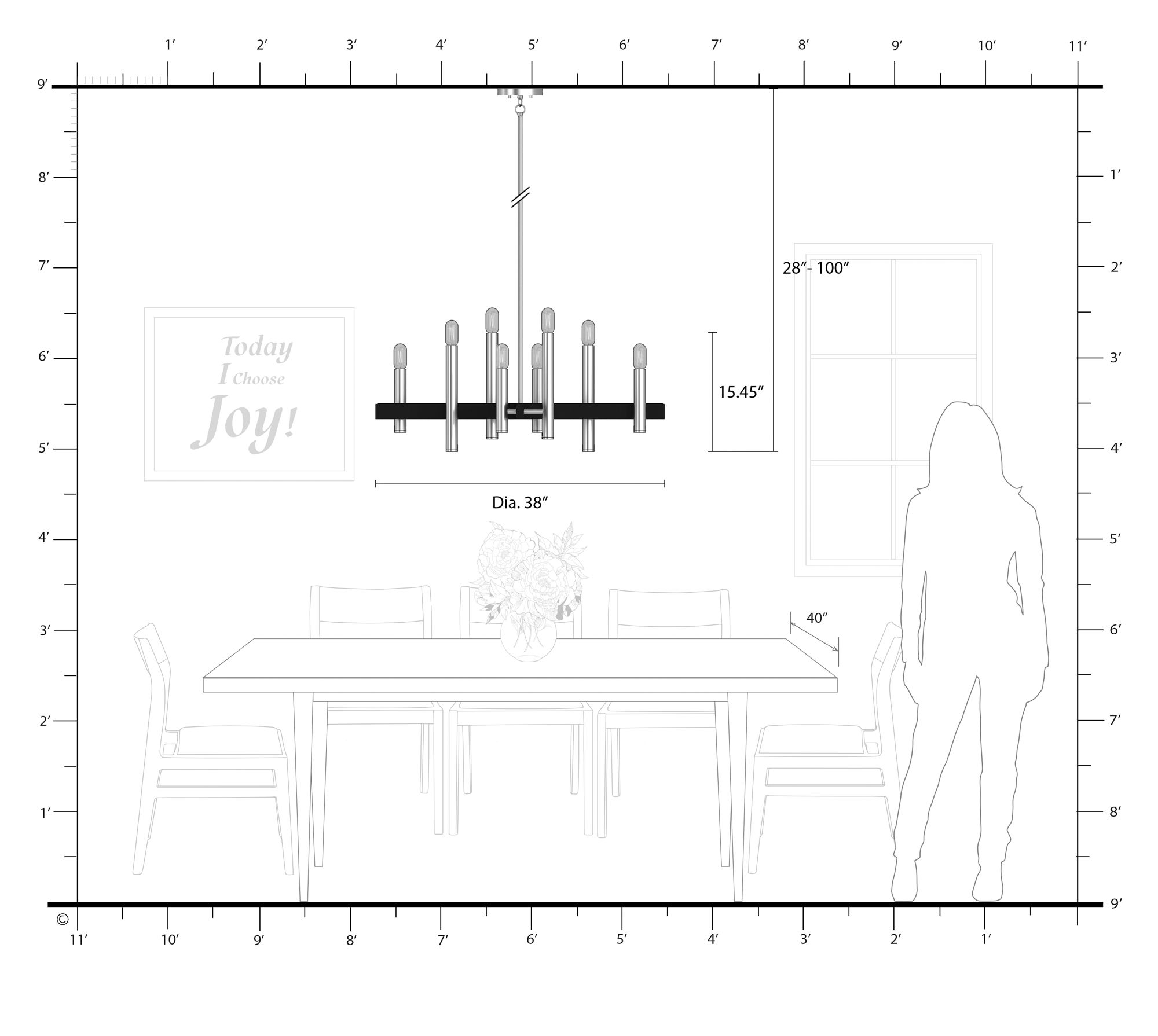 8 Light Bronze Large Chandelier with Antique Brass Accents