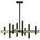 8 Light Bronze Medium Chandelier with Antique Brass Accents