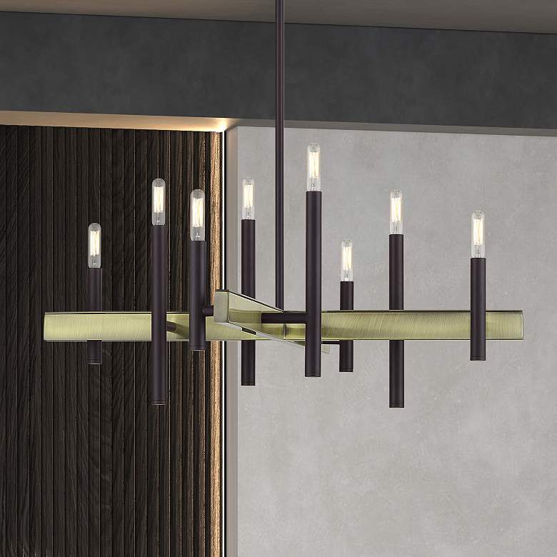 Image 1 8 Light Bronze Medium Chandelier with Antique Brass Accents