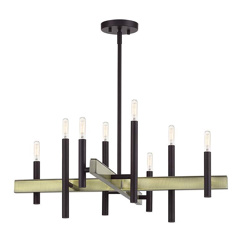 Image 3 8 Light Bronze Medium Chandelier with Antique Brass Accents more views