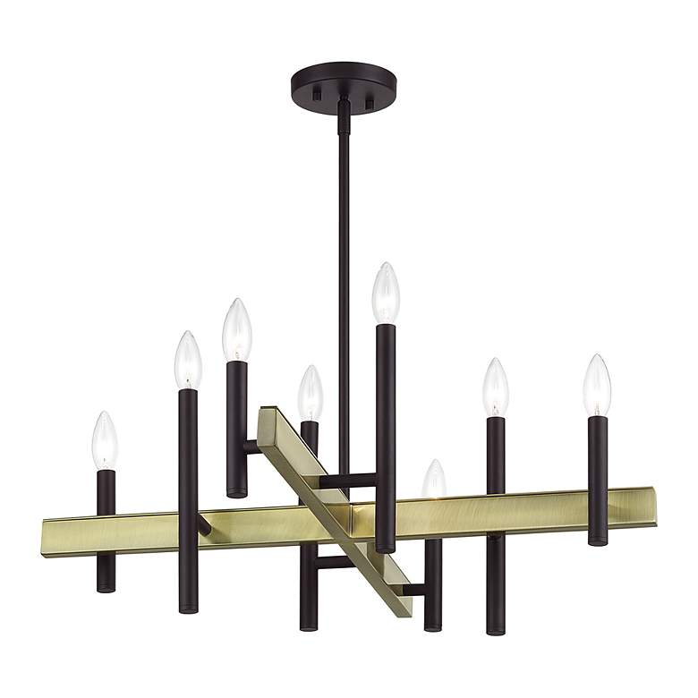 Image 4 8 Light Bronze Medium Chandelier with Antique Brass Accents more views