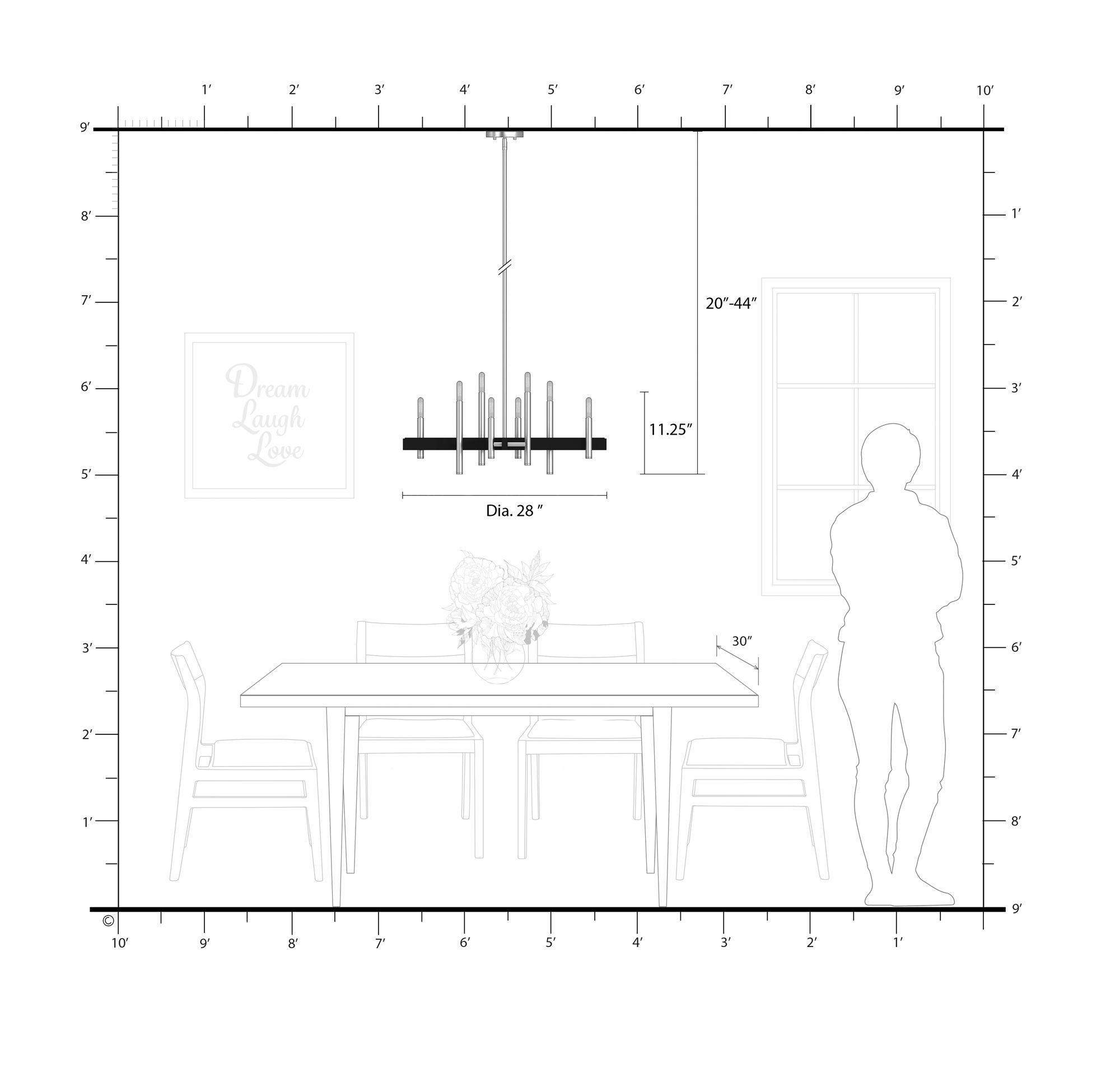 8 Light Bronze Medium Chandelier with Antique Brass Accents