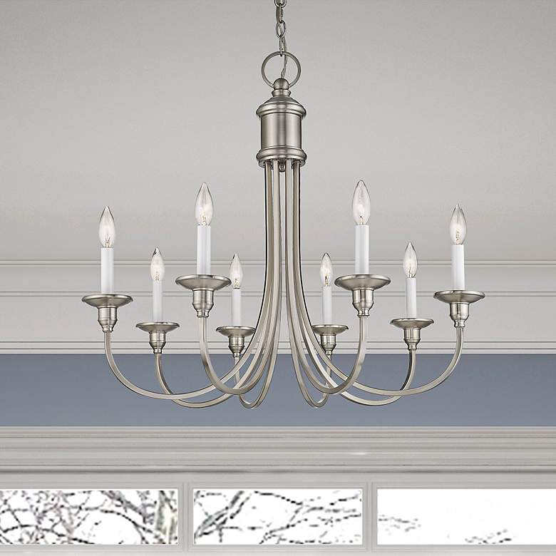 Image 1 8 Light Brushed Nickel Chandelier