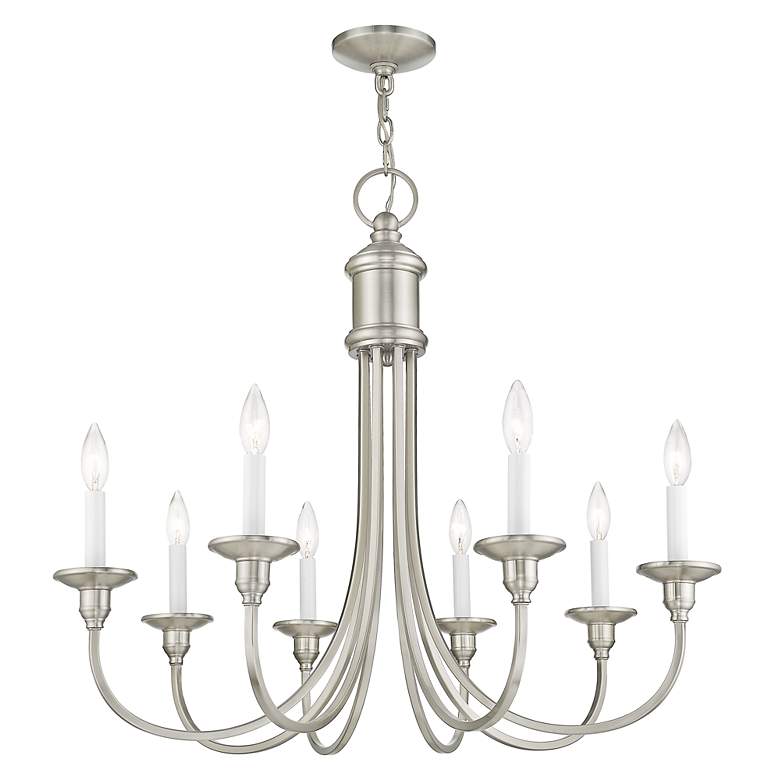 Image 6 8 Light Brushed Nickel Chandelier more views