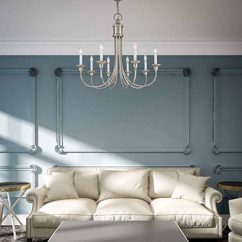 Image 7 8 Light Brushed Nickel Chandelier more views