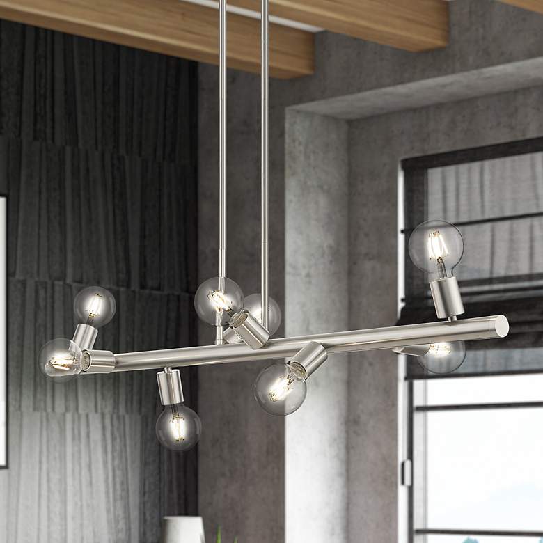 Image 1 8 Light Brushed Nickel Large Chandelier