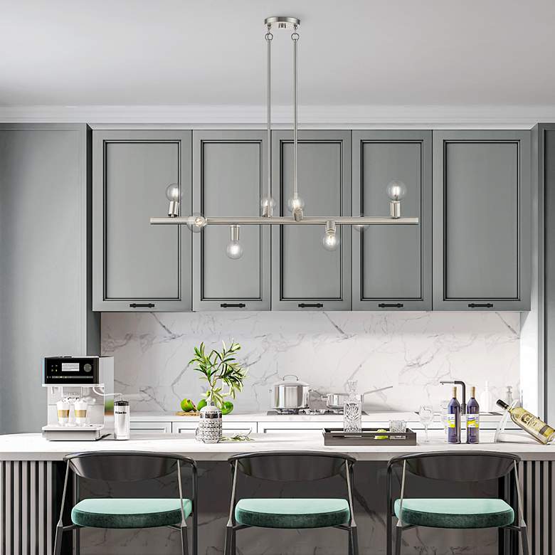 Image 3 8 Light Brushed Nickel Large Chandelier more views