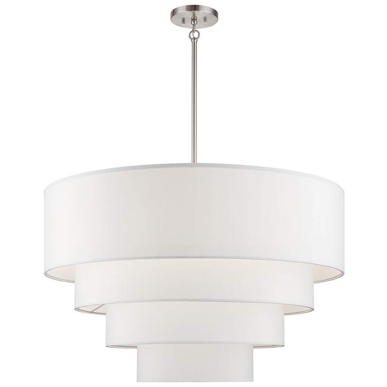 Image 1 8 Light Brushed Nickel Large Pendant Chandelier