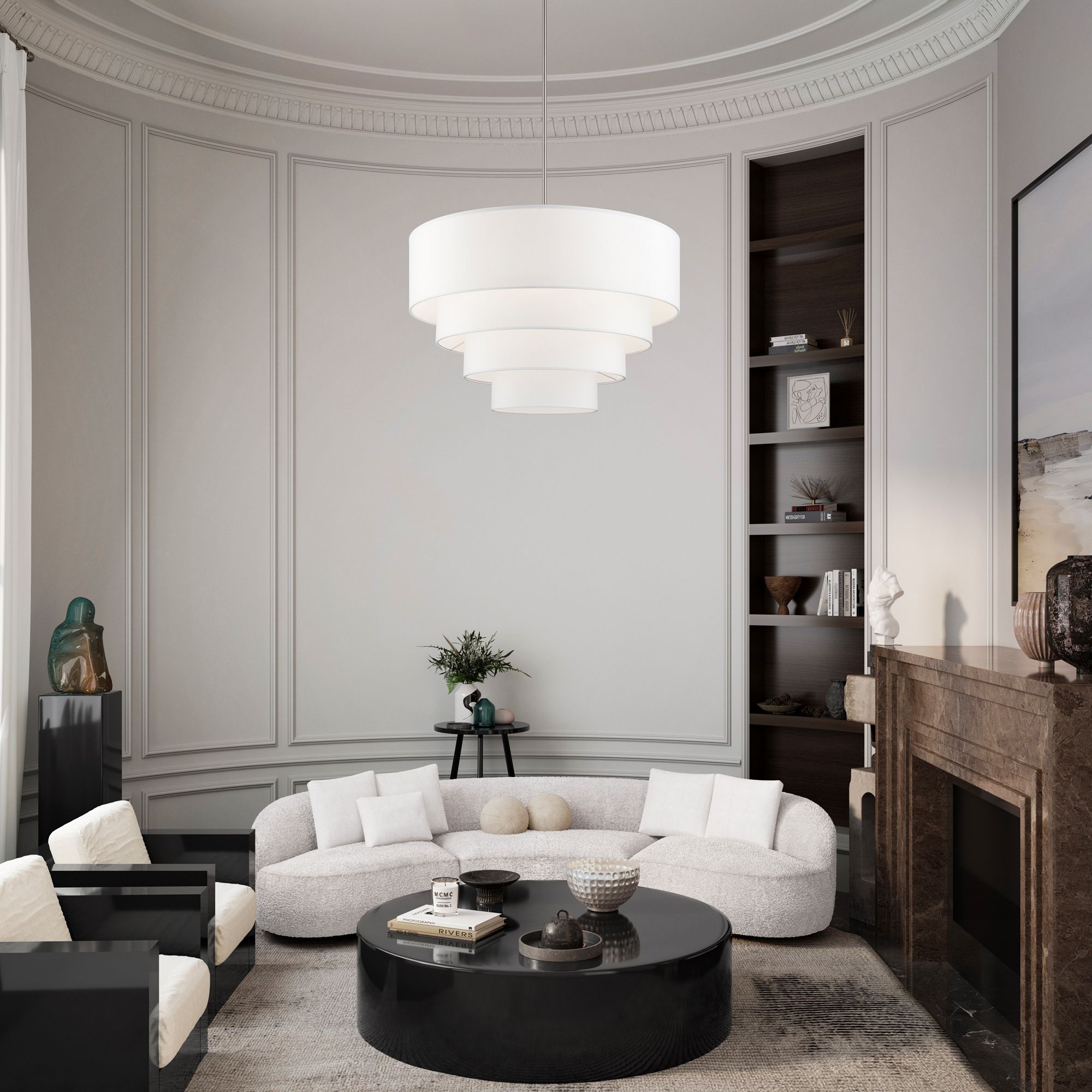 8 Light Brushed Nickel Large Pendant Chandelier