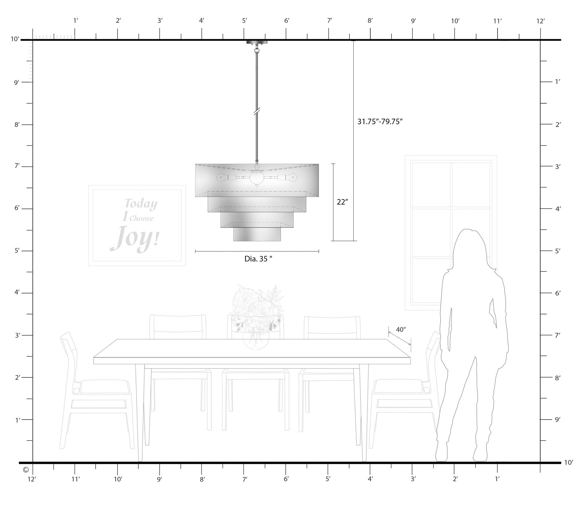8 Light Brushed Nickel Large Pendant Chandelier