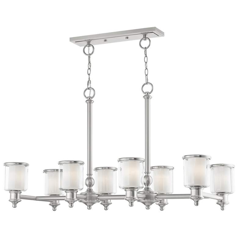Image 1 8 Light Brushed Nickel Linear Chandelier