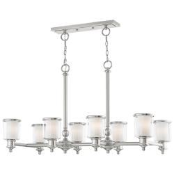 8 Light Brushed Nickel Linear Chandelier