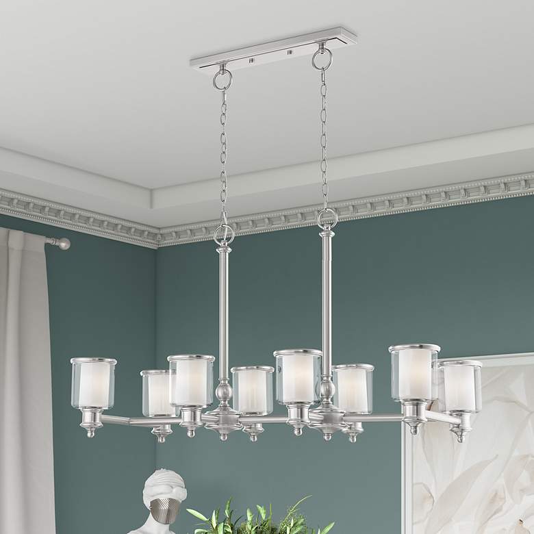 Image 1 8 Light Brushed Nickel Linear Chandelier