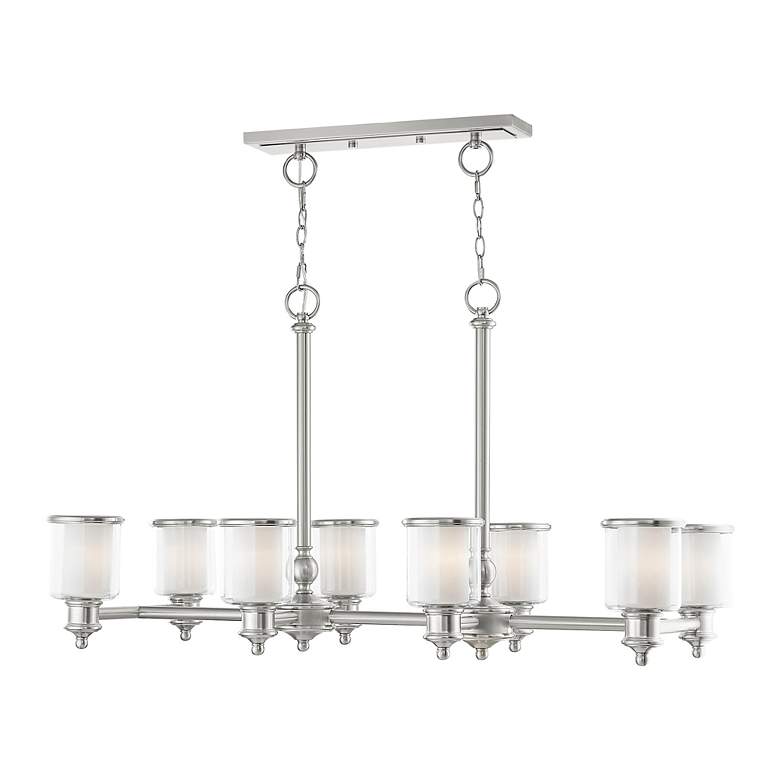 Image 4 8 Light Brushed Nickel Linear Chandelier more views