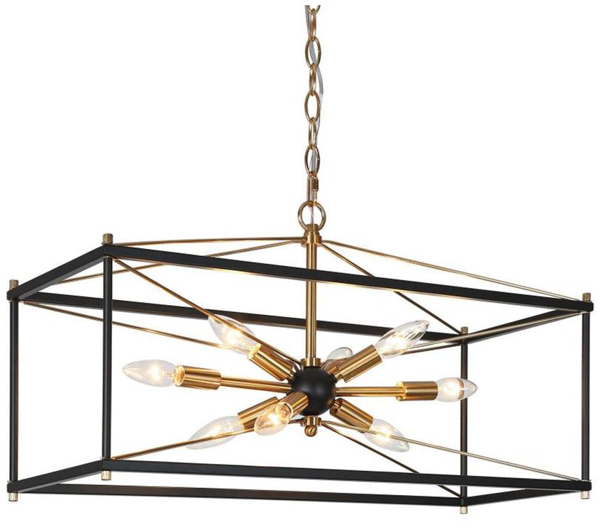 8-Light Matte Black and Plating Brass Chandeliers