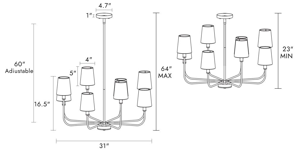 Image 2 8-Light Plating Brass Chandeliers with Cone Shade more views