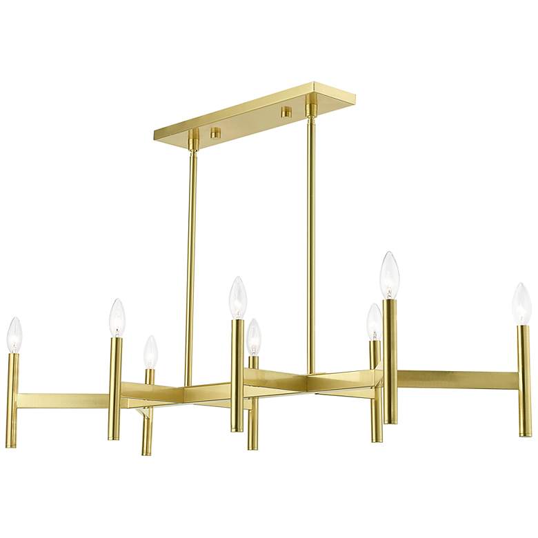 Image 5 8 Light Satin Brass Linear Chandelier more views