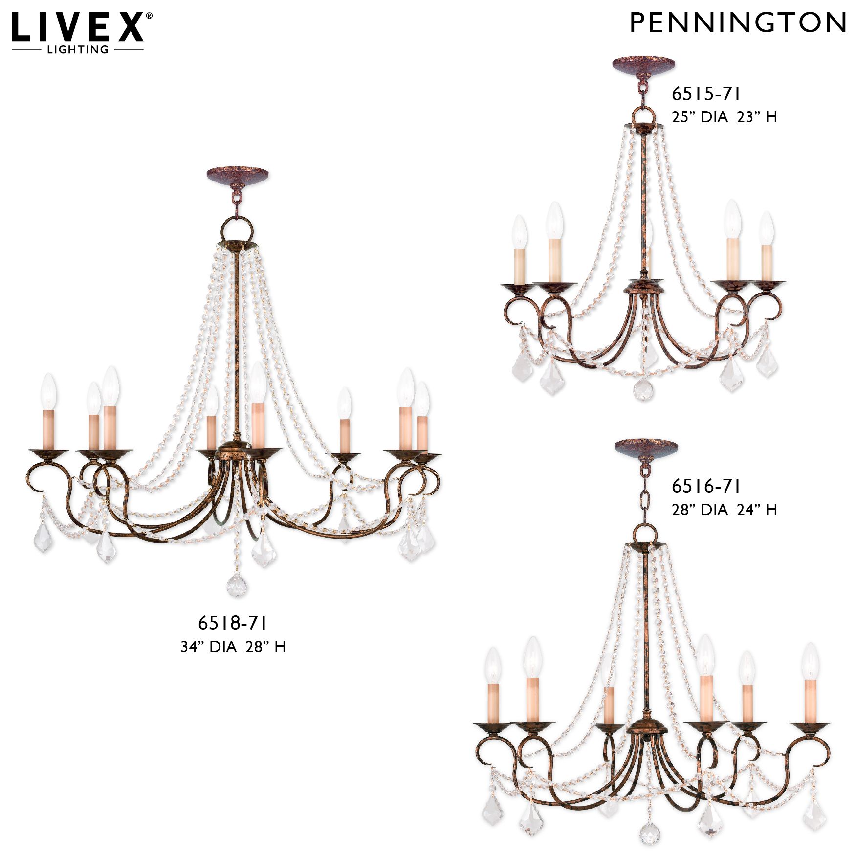 8 Light Venetian Golden Bronze Chandelier