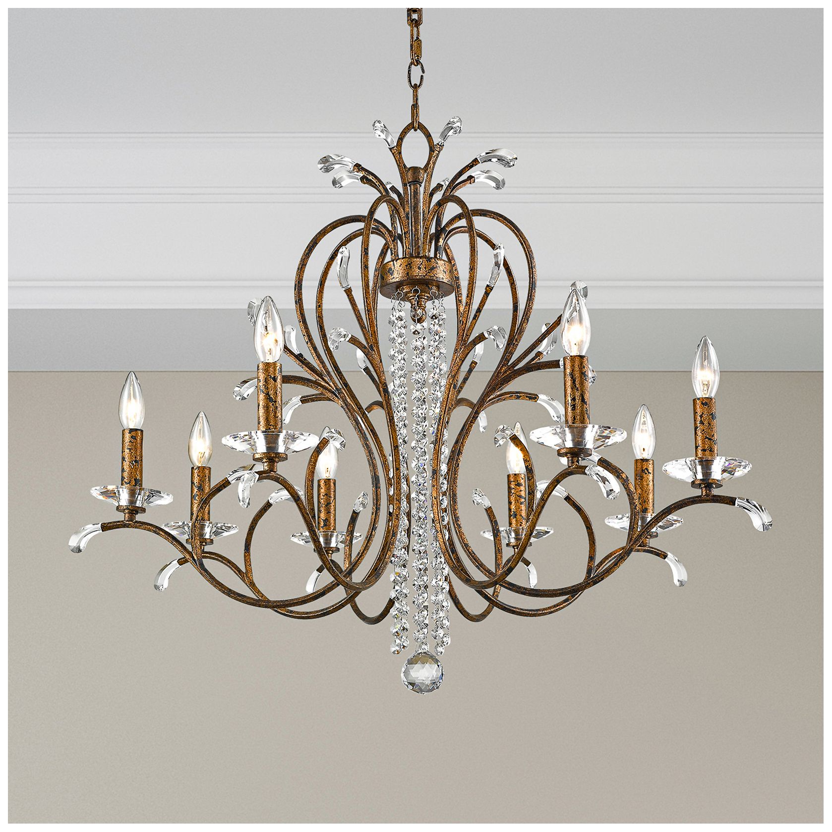 8 Light Venetian Golden Bronze Chandelier