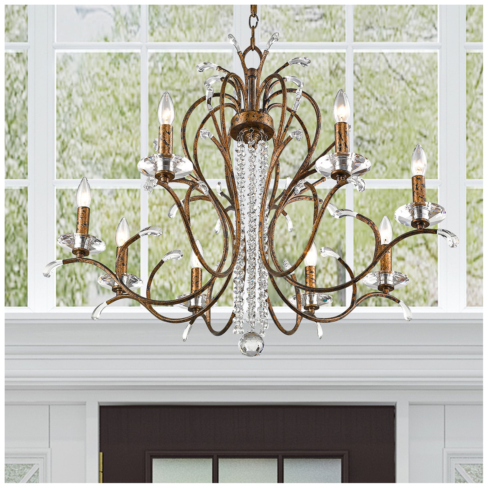 8 Light Venetian Golden Bronze Chandelier