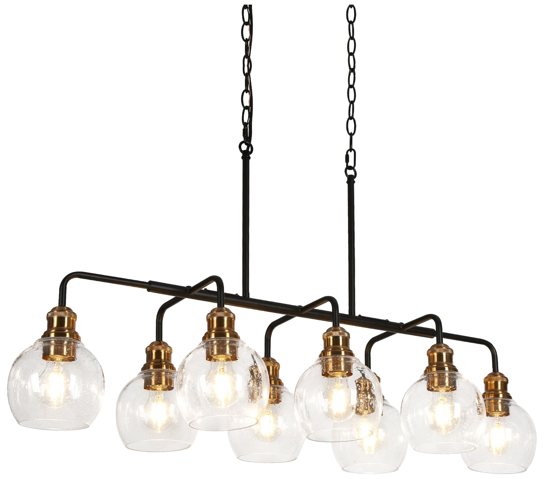 8-Lights 40.2"W Linear Plated Brass Chandeliers