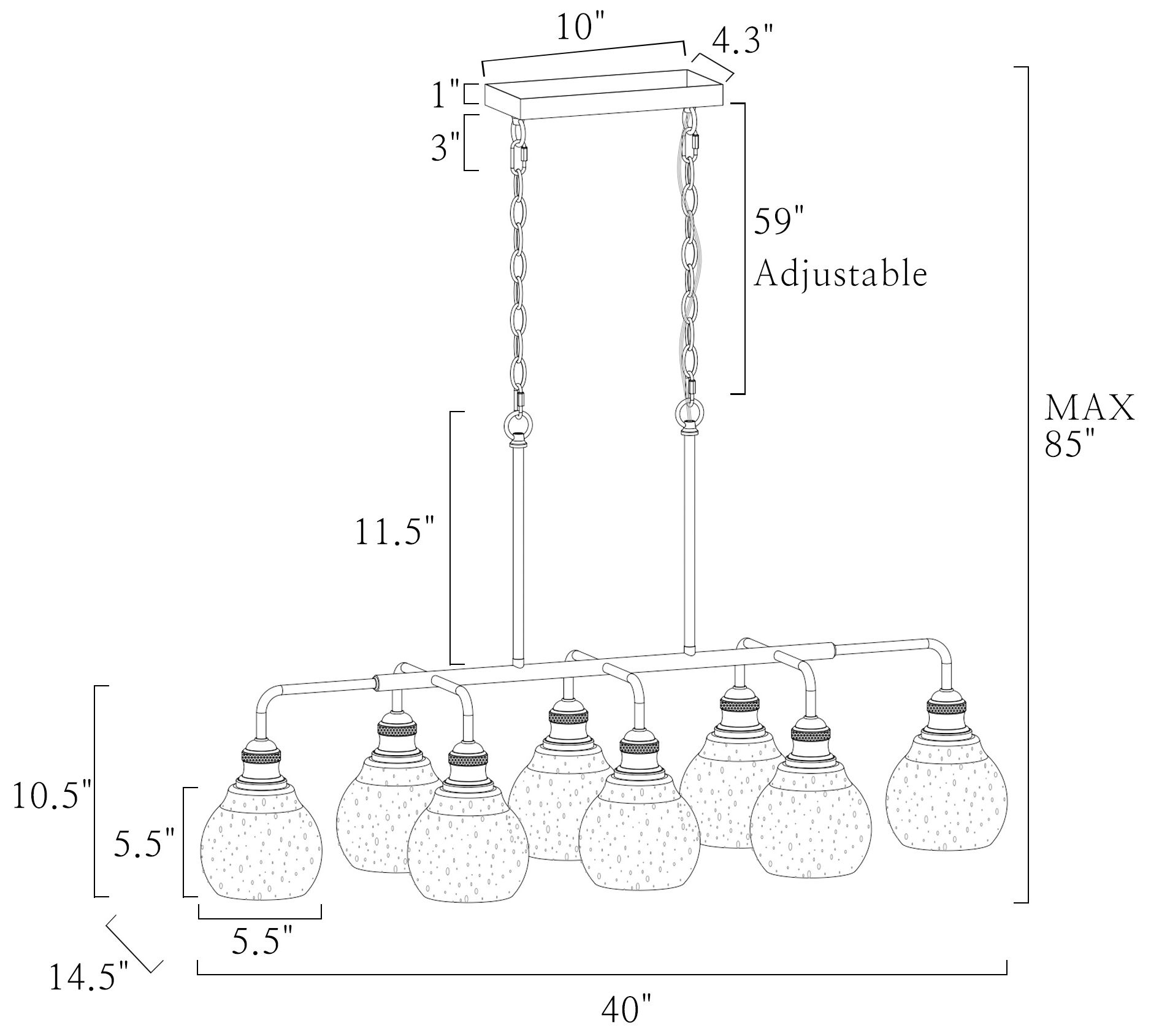 Image 4 8-Lights 40.2"W Linear Plated Brass Chandeliers more views