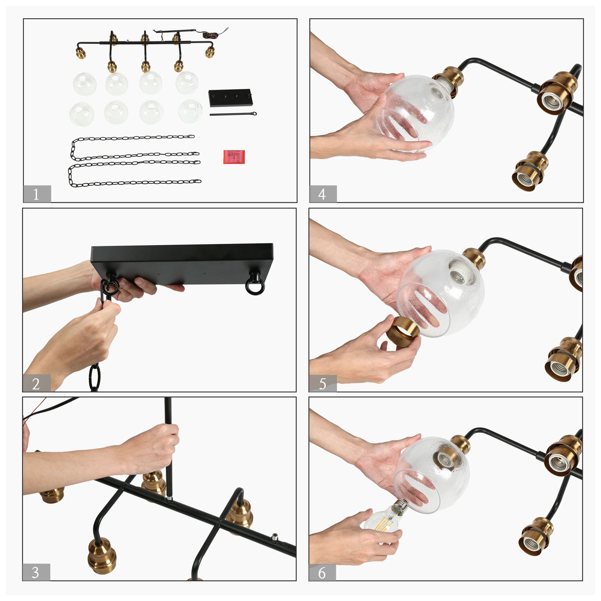 Image 5 8-Lights 40.2"W Linear Plated Brass Chandeliers more views