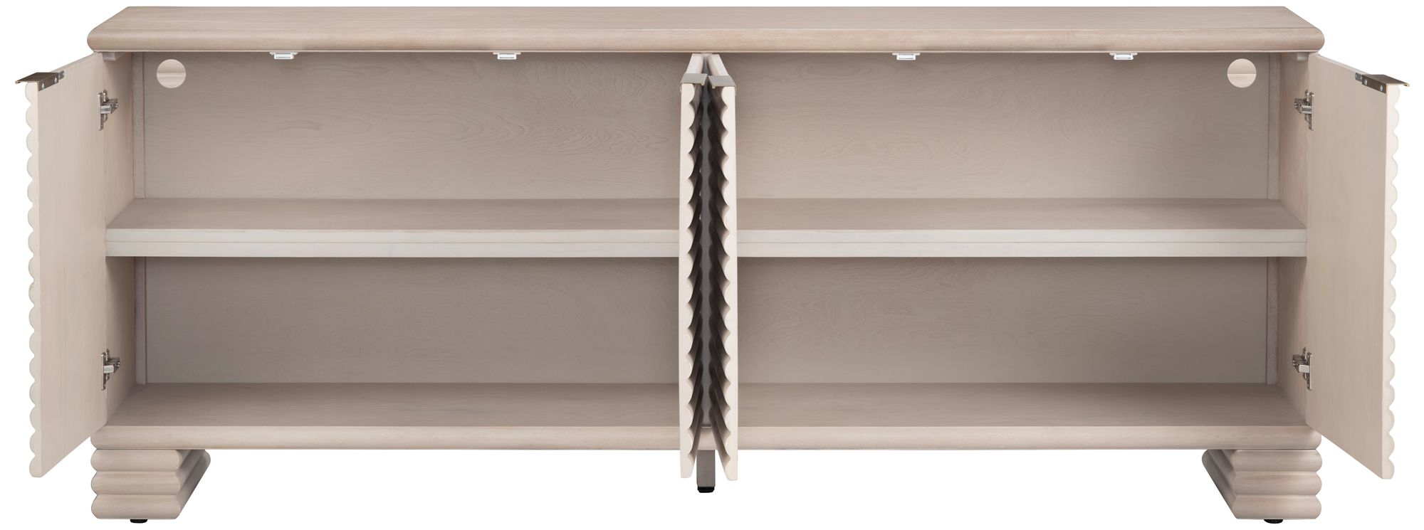 Image 3 80.12 in. Cream Solid Wood 4 Door Media Credenza_Sideboard more views