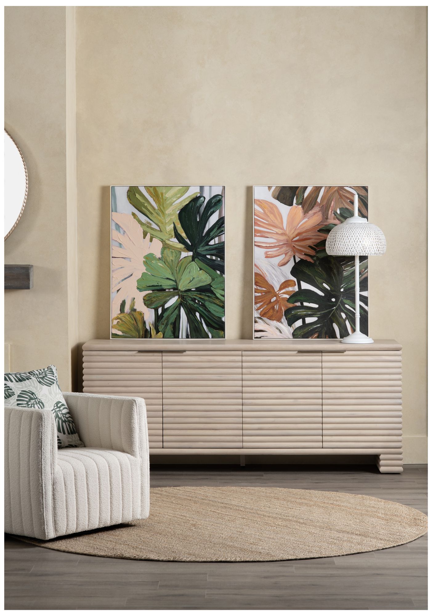 Image 5 80.12 in. Cream Solid Wood 4 Door Media Credenza_Sideboard more views