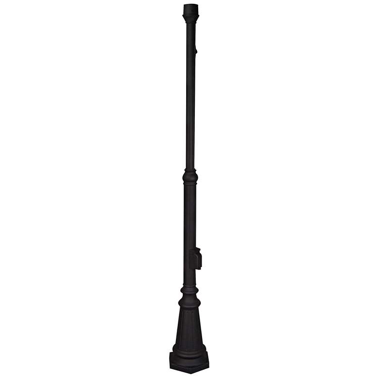Image 1 80 inch High Black Pad-Mount Lamp Post with Photocell and Outlet